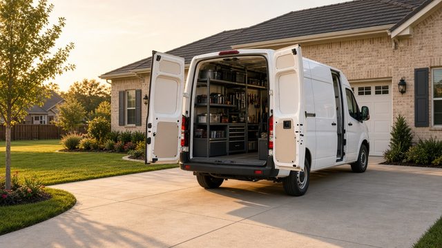 Ridgeline service truck parked at a customer's home